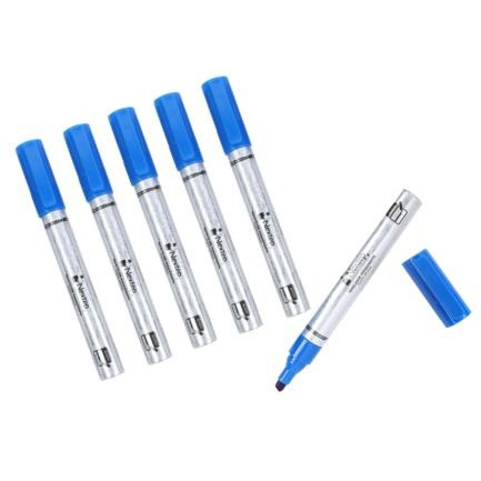 Nextep Marcador Permanente NE-077A, Punta de Cincel, Azul, 6 Piezas