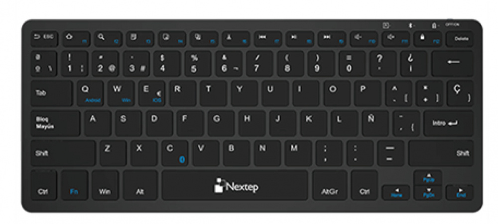 Teclado Nextep NE-415M, Inalámbrico, Bluetooth, Negro (Español)