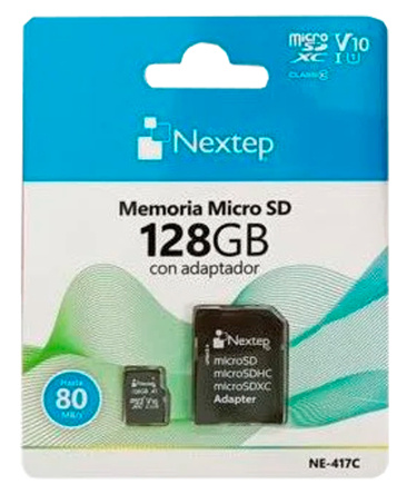 Memoria Flash Nextep NE-417C, 128GB MicroSDXC UHS-I Clase 10, con Adaptador