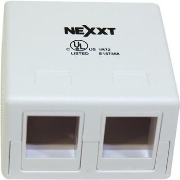 Nexxt Solutions Caja sobre Pared, Cat 5e/Cat 6, RJ-45, 2 Salidas, Blanco