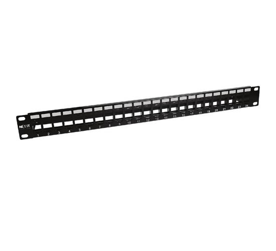 Nexxt Solutions Panel de Parcheo Modular, 24 Puertos RJ-45, 1U, Negro