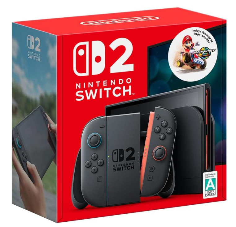 Nintendo Switch 2 + Mario Kart World, 256GB, Wi-Fi, Negro, Versión Internacional