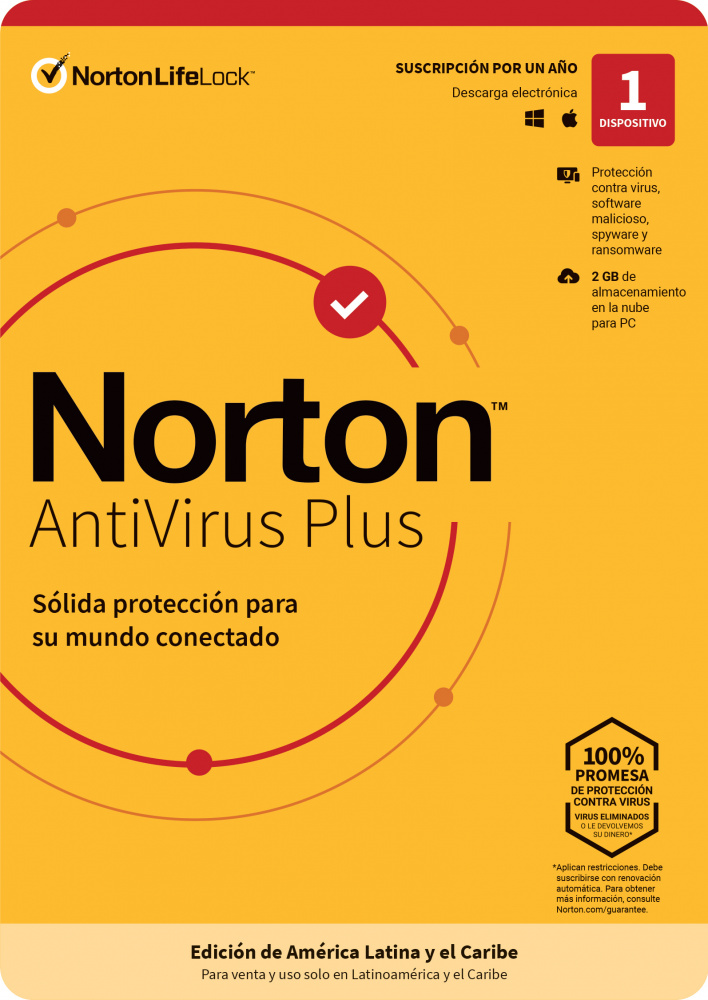 Norton AntiVirus Plus, 1 Dispositivo, 1 Año, Windows/Mac