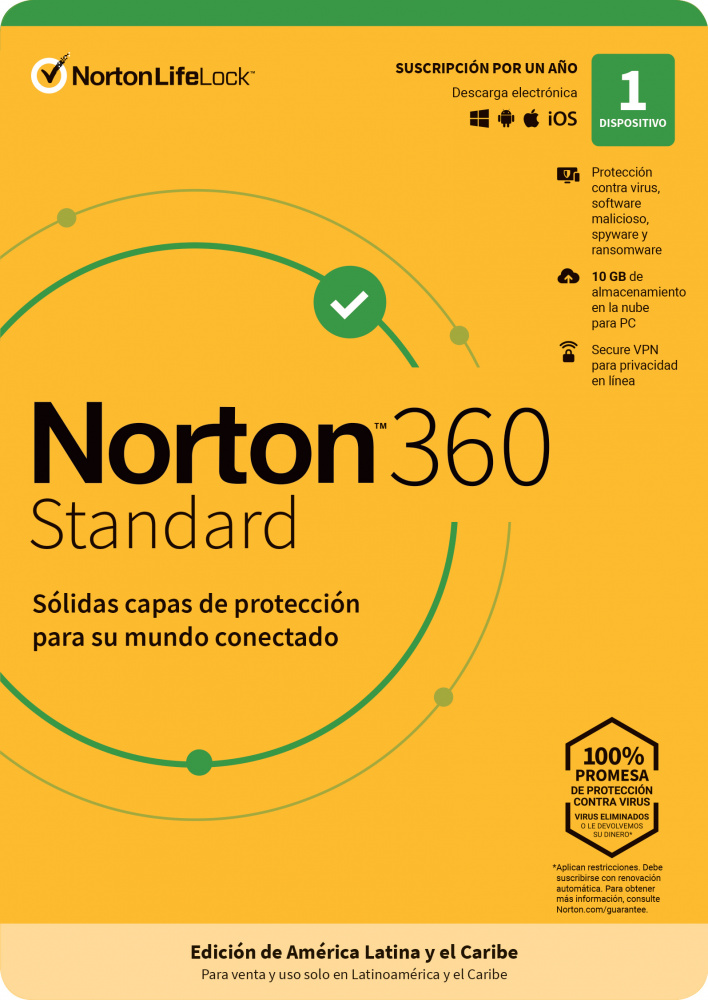 Norton 360 Standard/Internet Security, 1 Dispositivo, 1 Año, Windows/Mac