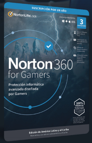 Norton 360 For Gamers Total Security, 3 Dispositivos, 1 Año, Windows/Mac/Android/iOS ― Producto Digital Descargable