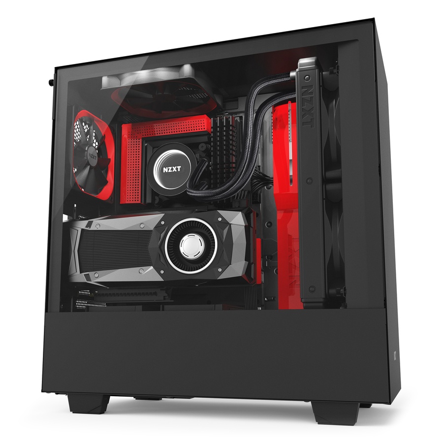 Gabinete NZXT H500i con Ventana, Midi-Tower, ATX/Micro-ATX/Mini-ITX, USB 3.0, sin Fuente, Negro/Rojo