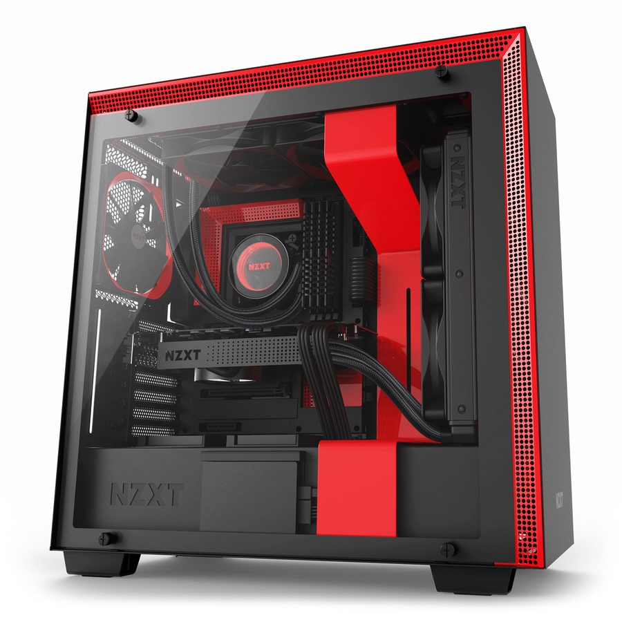 Gabinete NZXT H700 con Ventana, Midi-Tower, ATX/EATX/Micro-ATX/Mini-DTX, USB 2.0, Sin Fuente, Rojo/Negro
