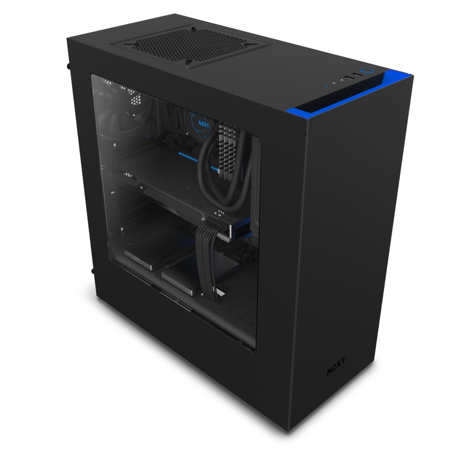 Gabinete NZXT S340 con Ventana, Full-Tower, ATX/micro-ATX/mini-iTX, USB 3.0, sin Fuente, Negro/Azul