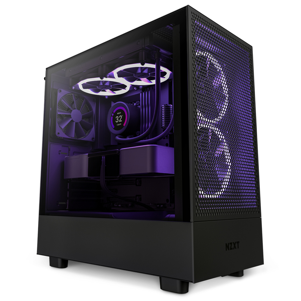 Gabinete NZXT H5 Flow con Ventana, Midi-Tower, Mini-ITX/Micro-ATX/ATX/EATX, USB 3.2, sin Fuente, Negro ― Daño estético, producto funcional.