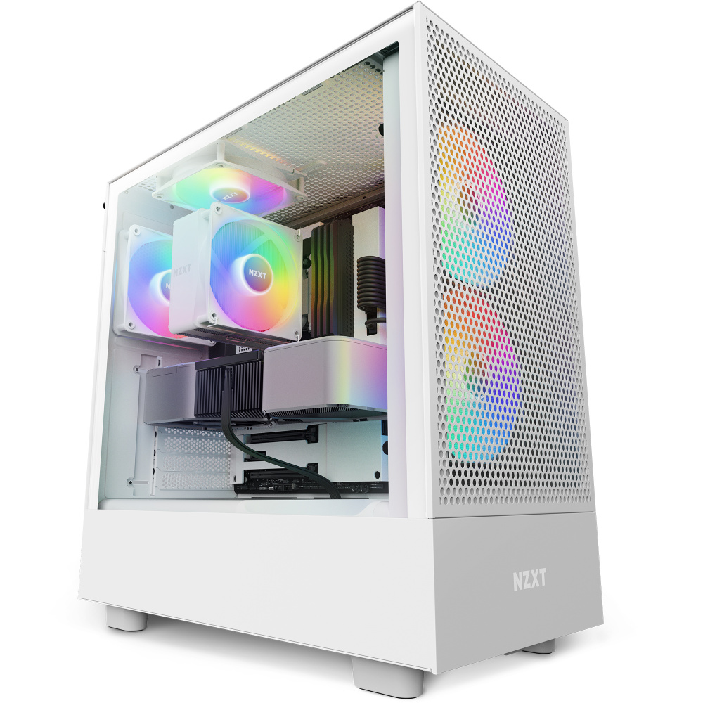 Gabinete NZXT H5 Flow RGB, Midi-Tower, ATX/Micro-ATX/Mini-ITX, USB 3.0, sin Fuente, 4 Ventiladores Instalados, Blanco 