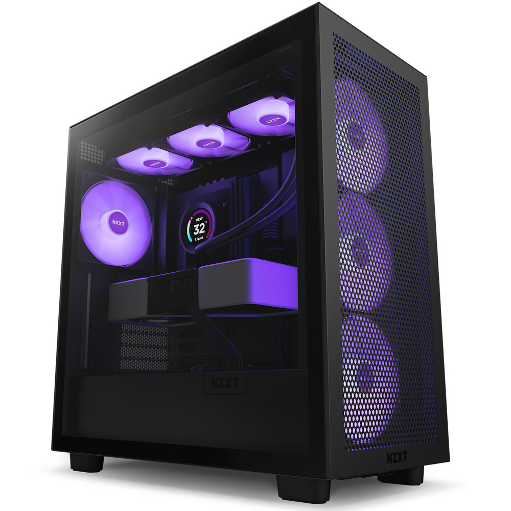 Gabinete NZXT H7 Flow RGB, Midi-Tower, ATX/EATX/Micro-ATX/Mini-ITX, USB 3.0, sin Fuente, 4 Ventiladores Instalados, Negro 