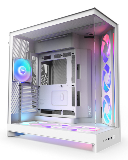 Gabinete NZXT H9 Flow RGB+, Midi-Tower, ATX/EATX/Micro-ATX/Mini-ITX, USB 3.0, sin Fuente, 7 Ventiladores Instalados, Blanco