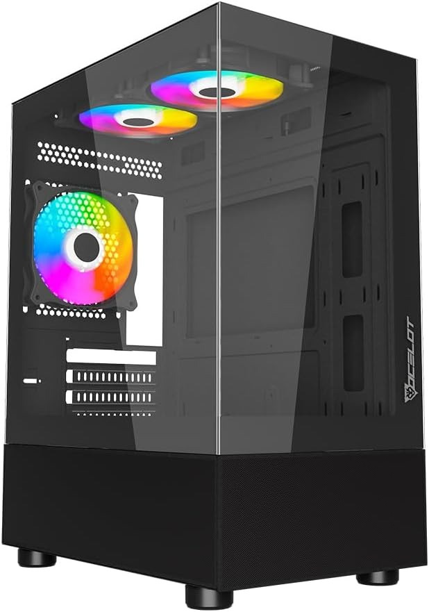 Gabinete Ocelot Gaming GLASS EN6, Micro-Tower, Micro-ATX, USB 2.0/3.0, sin Fuente, 3 Ventiladores Instalados, Negro