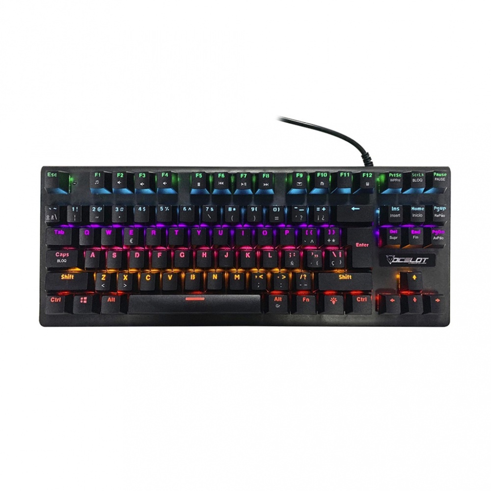 Teclado Gamer Ocelot Gaming OGMK02 RGB, Teclado Mecánico, Switch Azul, Alámbrico, Negro (Español)
