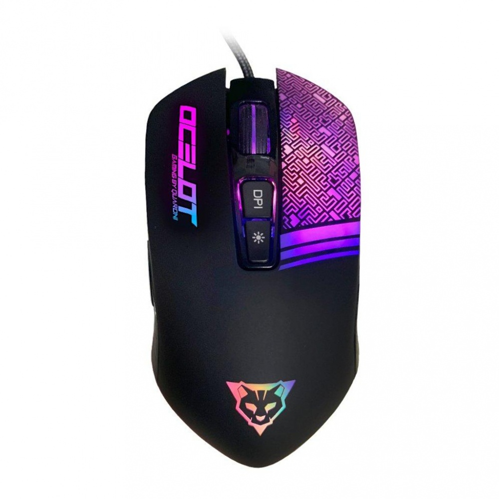 Mouse Gamer Ergonómico Ocelot Gaming OGMM02, Alámbrico, Óptico, 3.200DPI, USB-A, Negro 
