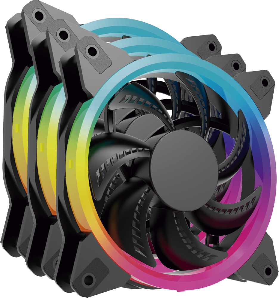 Ventilador Ocelot Gaming OGPF01 RGB, 120mm, 1200RPM, Negro - 3 Piezas