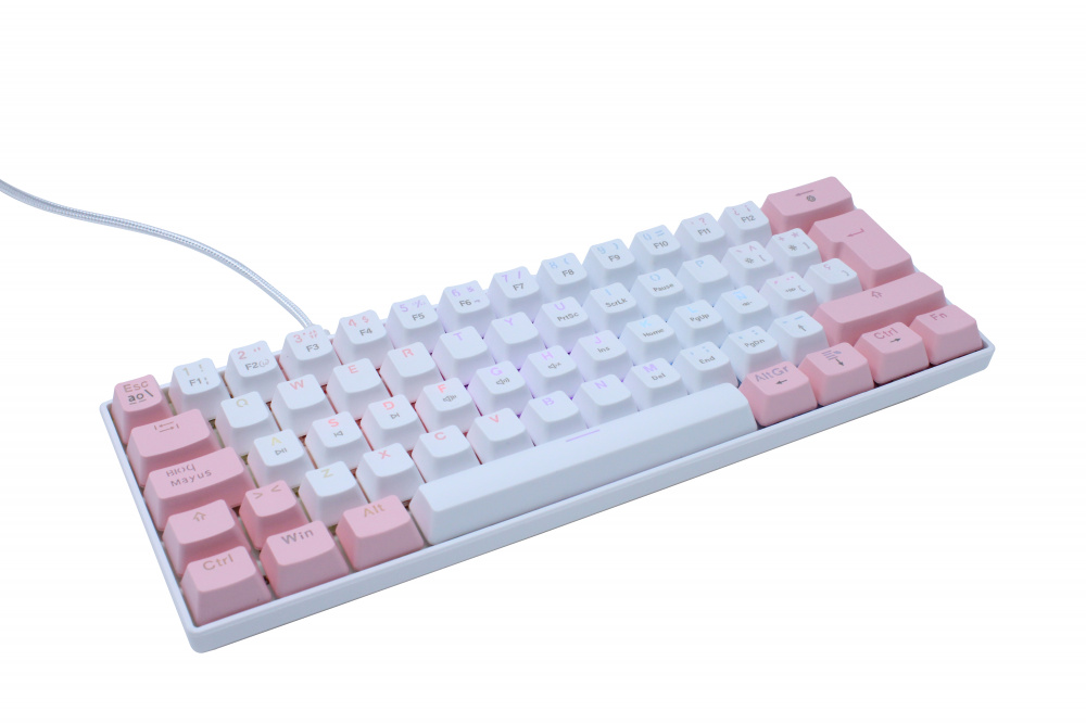 Teclado Gamer Ocelot Gaming White Pearl 60 RGB, Teclado Mecánico, Switch Blue, Alámbrico, Blanco/Rosa (Inglés)