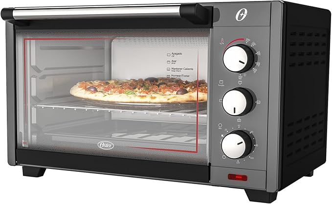 Oster Horno Eléctrico Tostador TSSTTV0045, 1600W, 250 °C máx, Negro/Plata