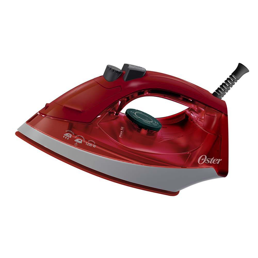 Oster Plancha de Vapor en Seco, Antiadherente, 1200W, 180ml, Rojo