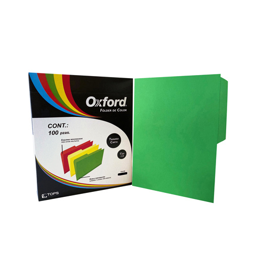 Oxford Fólder M762, Paquete de 100 Piezas, Tamaño Carta, Verde