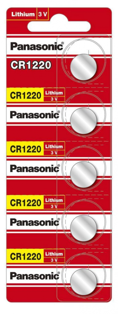 Panasonic Pila de Botón CR1220, 3V, 5 Piezas
