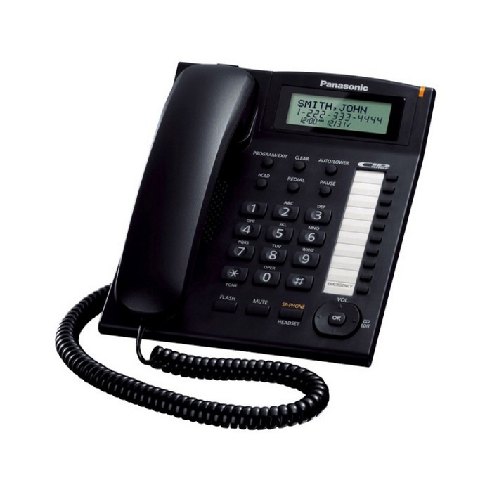 Panasonic Teléfono Alámbrico KX-T7716X-B, Altavoz, Negro