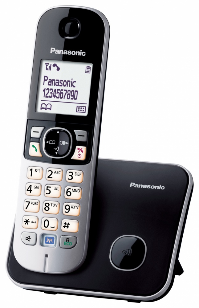 Panasonic Teléfono Inalámbrico DECT KX-TG6811, Altavoz, 1 Auricular, Negro/Plata