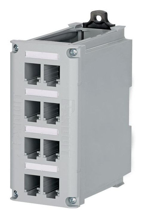 Panduit Panel de Parcheo Modular Cat6, RJ-45, 8 Puertos, Para Montaje en Riel DIN