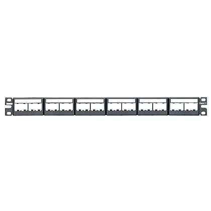Panduit Panel de Parcheo con Etiquetas, 24 Puertos, 1U, Negro - incluye 6 Placas Frontales