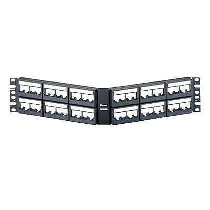 Panduit Panel de Parcho Modular Angulado de 48 Puertos Vacio con Etiquetas, Negro