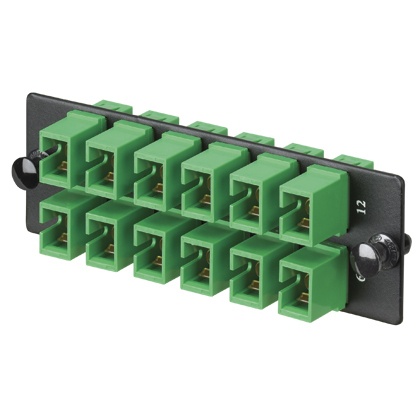 Panduit Panel de 12 Adaptadores de Fibra Óptica SC Simplex, Negro/Verde
