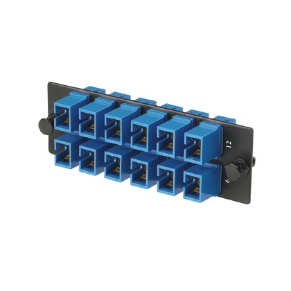 Panduit Panel de 12 Adaptadores de Fibra Óptica SC Simplex, Negro/Azul