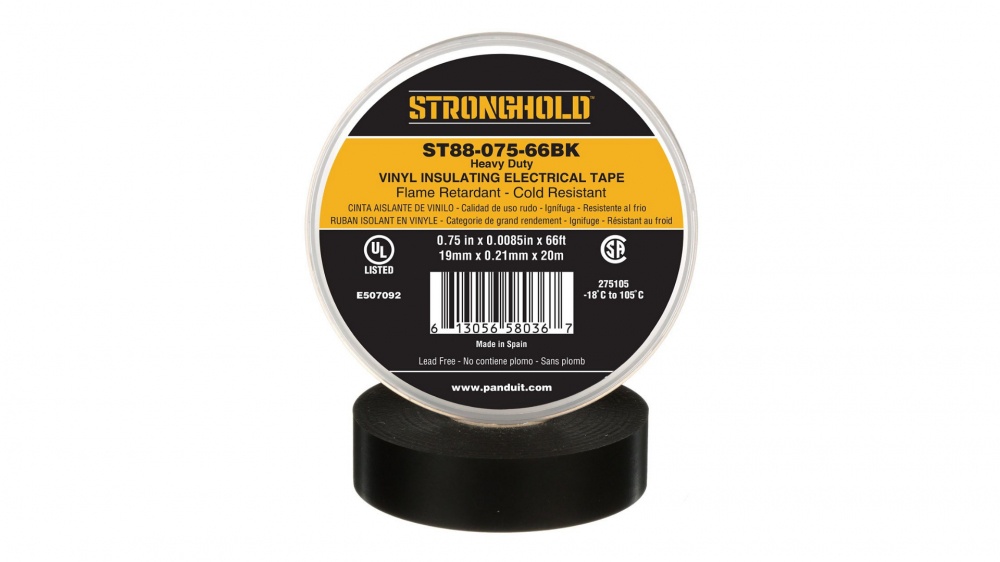 Panduit Cinta Adhesiva Aislante ST88-075-66BK, 1 Rollo de 19mm x 20m, Negro