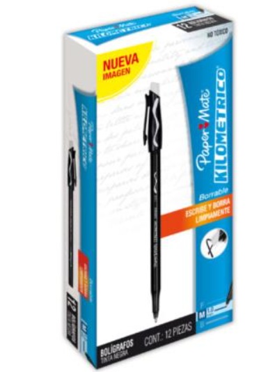 Paper Mate Bolígrafo Kilometrico, Punto Mediano, Paquete de 12 Piezas, Negro