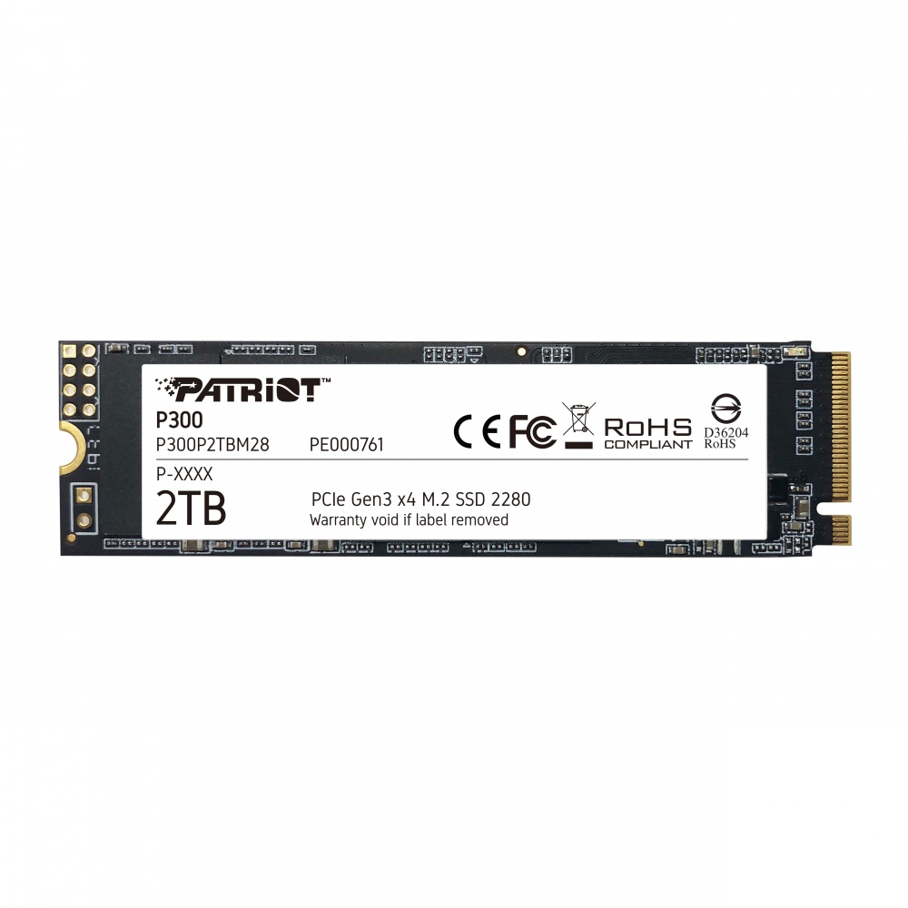 SSD Patriot P300 NVMe, 2TB, M.2, 1650 MB/s Escritura, 2100 MB/s Lectura, PCI Express 3.0