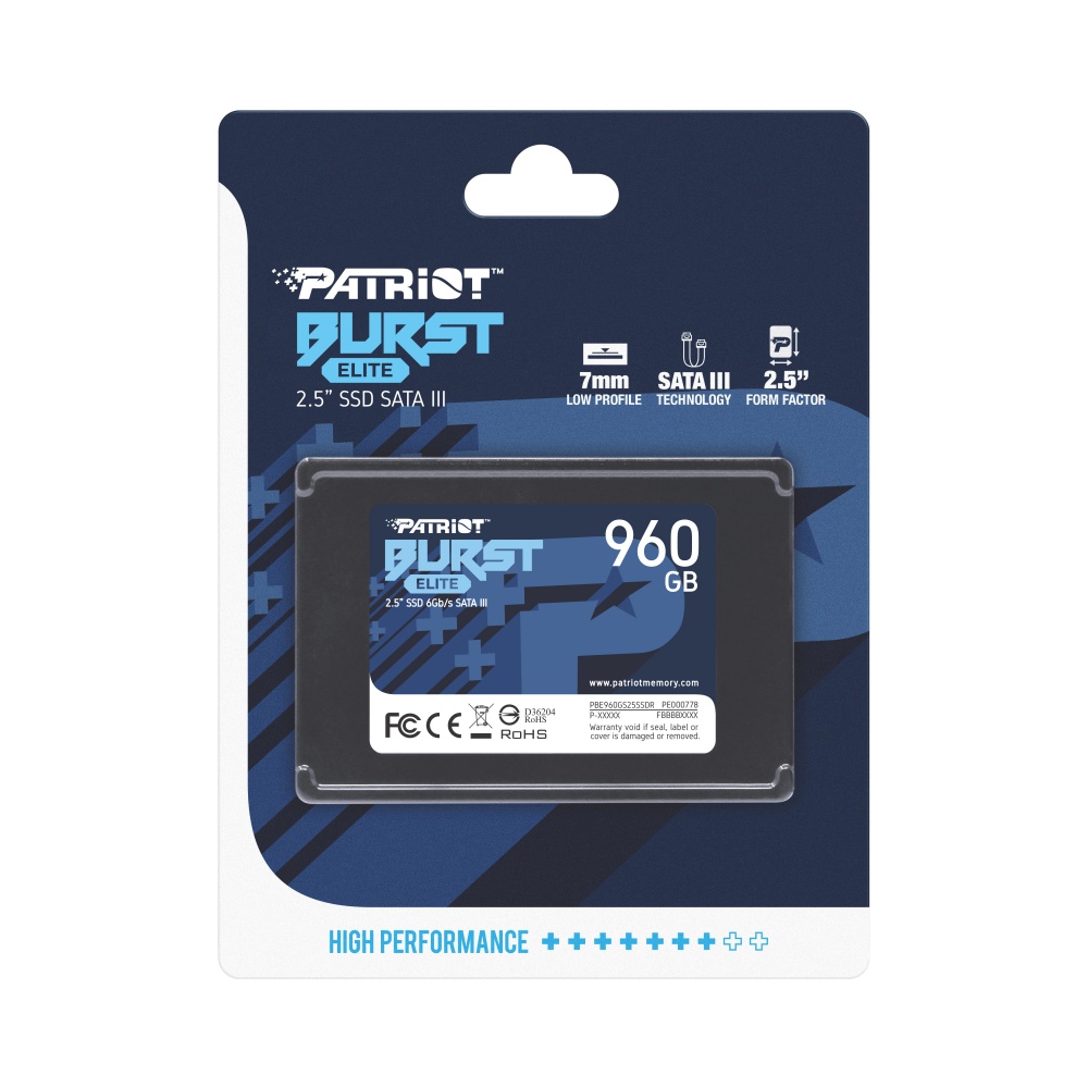 SSD Patriot Burst Elite, 960GB, 2.5", 320 MB/s Escritura, 450MB/s Lectura, SATA III 