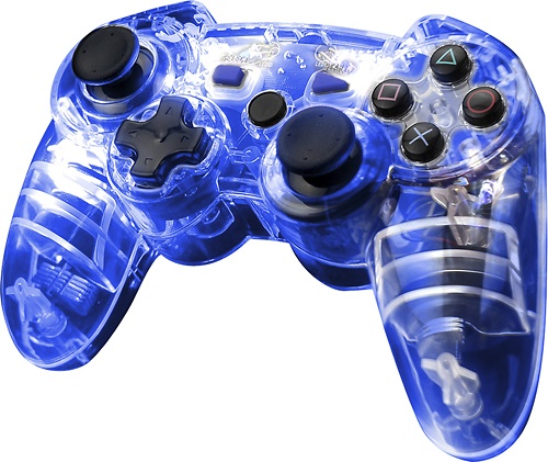PDP Controller AfterGlow AP.2 para PS3, Inalámbrico, Azul/Transparente