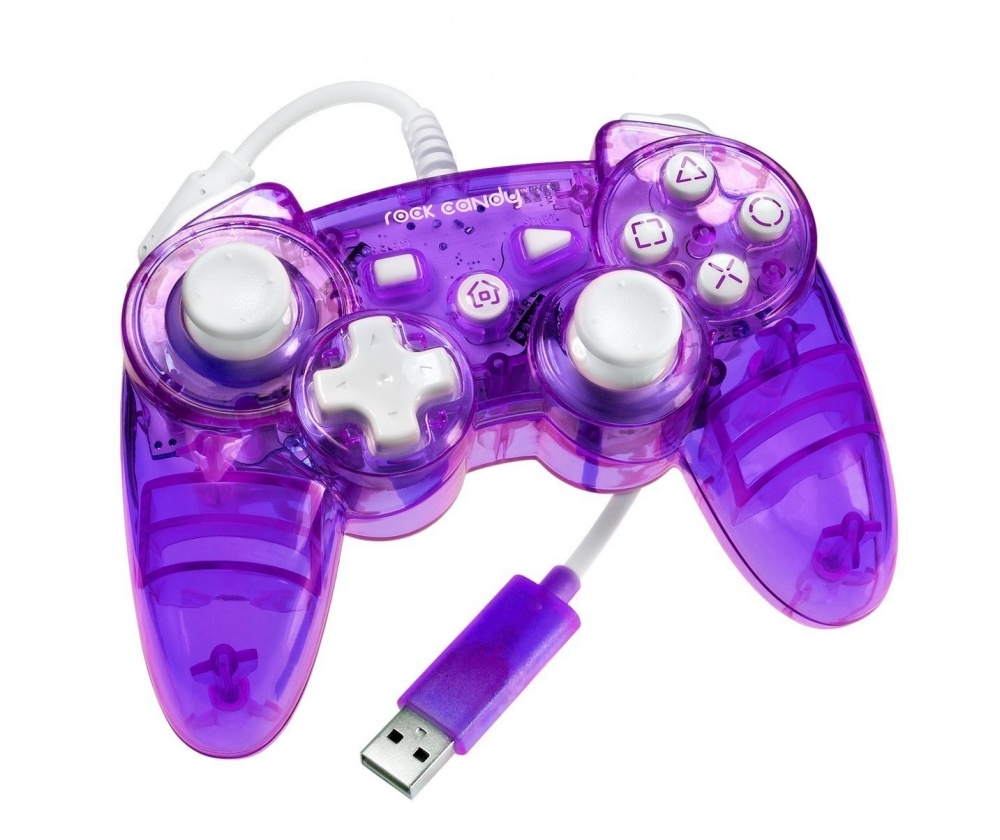 PDP Rock Candy Controller para PS3, Alámbrico, 2.4 Metros, Morado