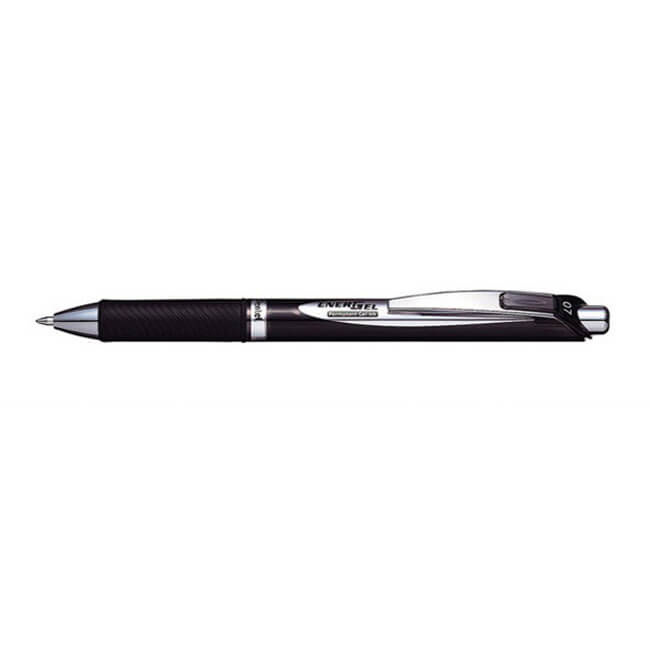 Pentel Bolígrafo Retráctil BLP77-A, Punto Mediano 0.7mm, Negro, 12 Piezas 
