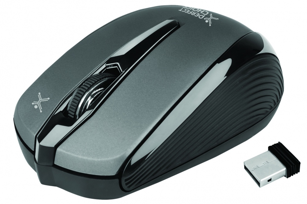 Mini Mouse Perfect Choice Óptico PC-044185-00002, Inalámbrico, 1000DPI, USB, Gris