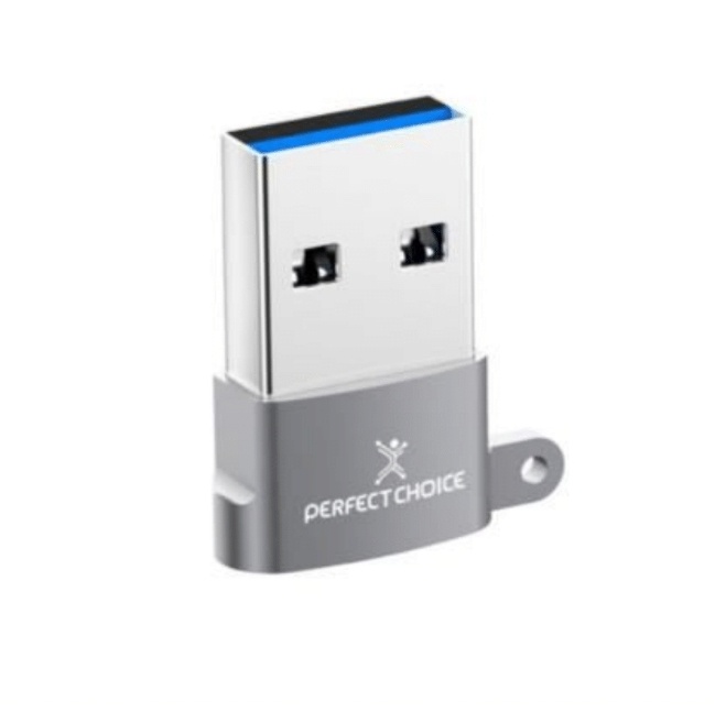 Perfect Choice Adaptador USB A Macho - USB C Hembra, Gris