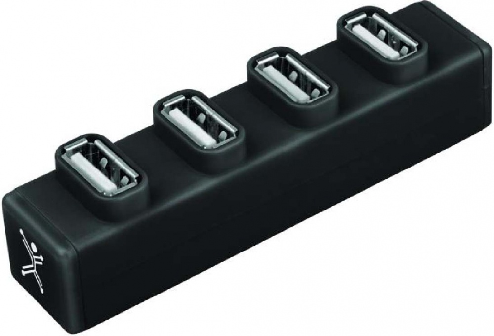 High-Speed 4-Port USB Hub 2.0 - 480Mbps - Black