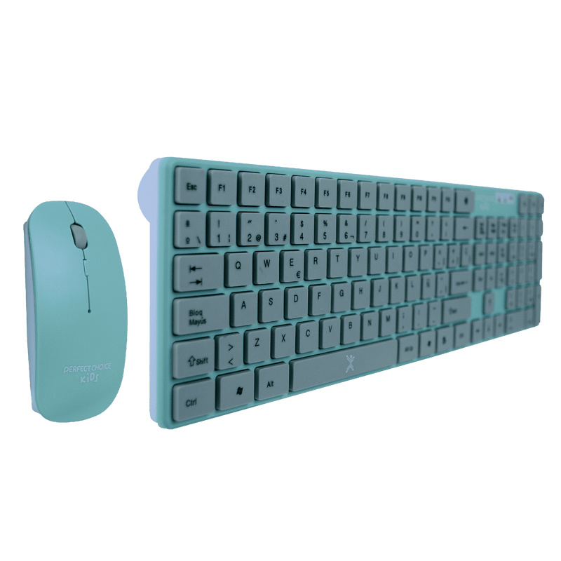 Kit de Teclado y Mouse Perfect Choice Ballon para Niños, Inalámbrico, Azul (Español)