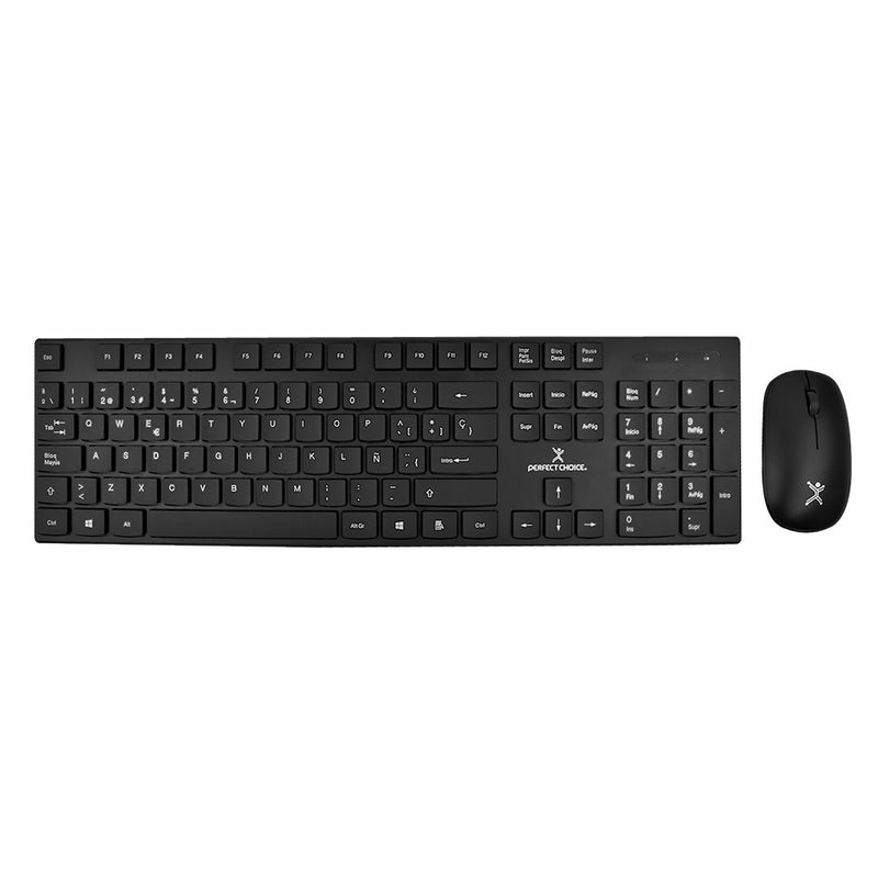 Kit de Teclado y Mouse Perfect Choice Dust, Inalámbrico, RF Inalámbrico, Negro, Español