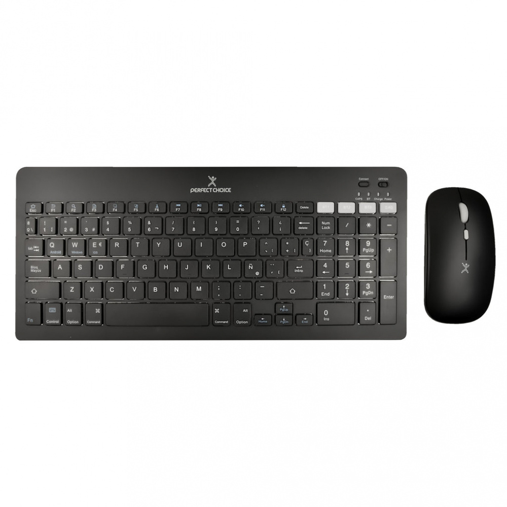Kit de Teclado y Mouse Perfect Choice PC-201373, Inalámbrico, RF Inalámbrico/Bluetooth, Negro, Español