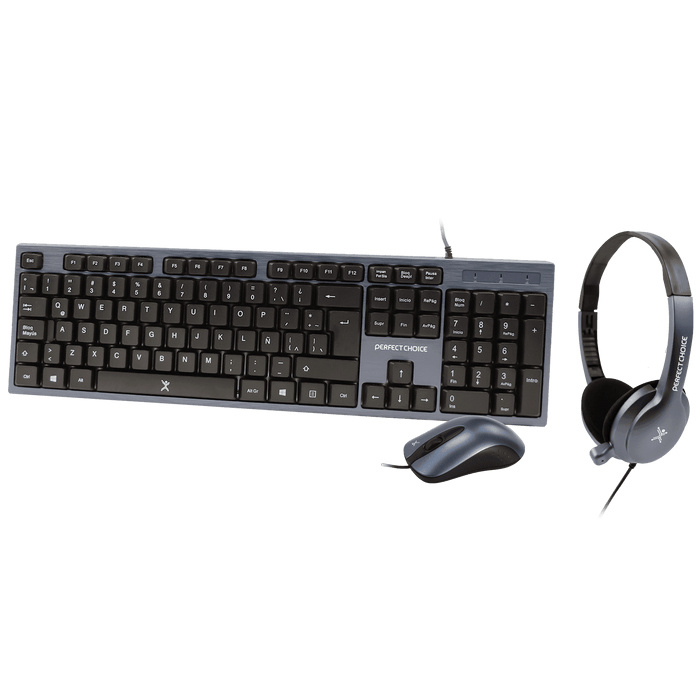 Kit de Teclado y Mouse Perfect Choice PC-201700, Alámbrico, USB, Negro, Español