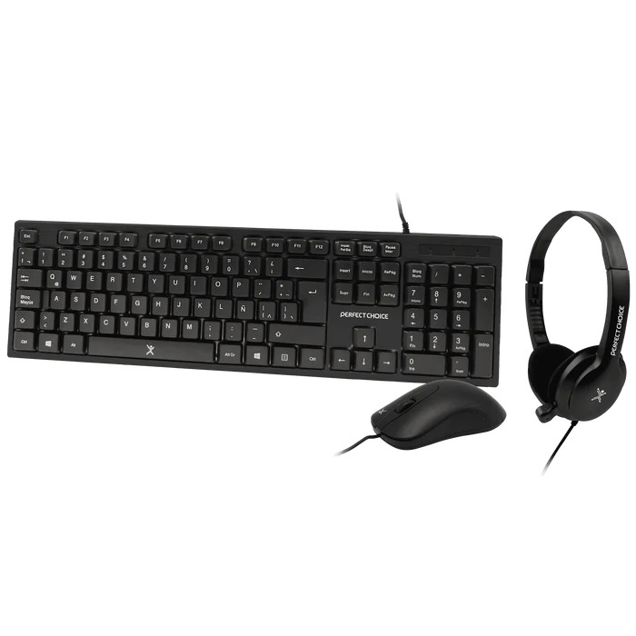 Kit de Teclado y Mouse Perfect Choice PC-201717, Alámbrico, USB, Negro, Español