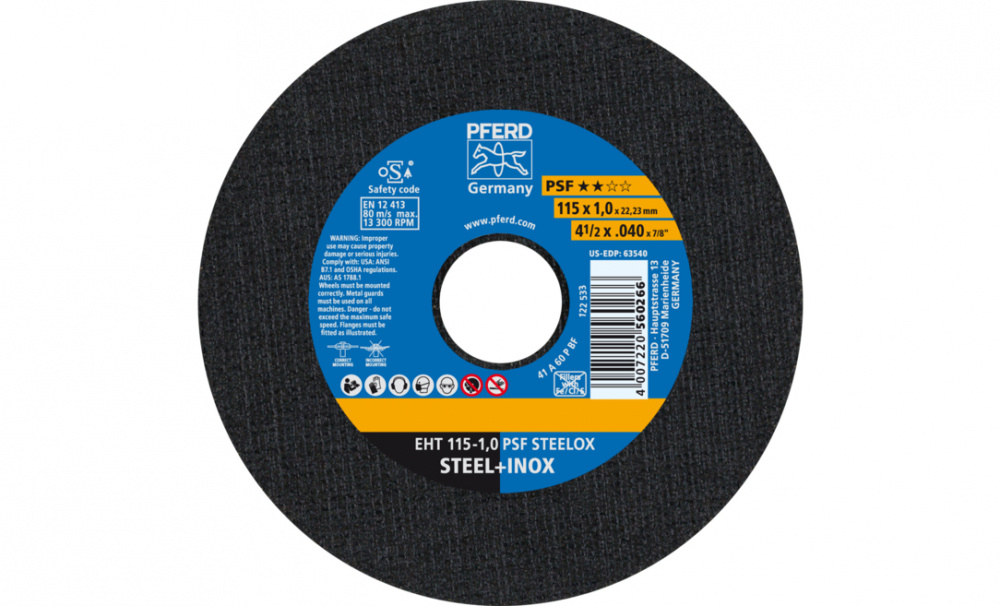 Pferd Disco para Esmeriladora 560266, 4.5", para Acero - 25 Piezas