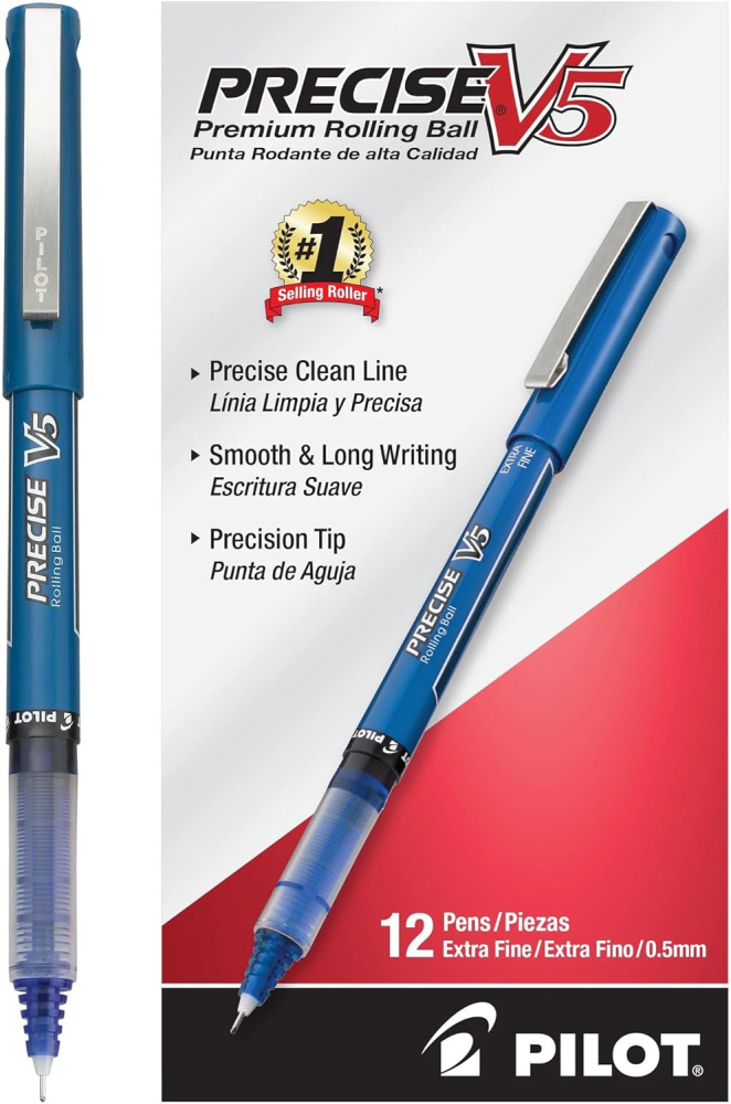 Pilot Bolígrafo Precise V5, Punto Extra Fino 0.5mm, Azul, 12 Piezas