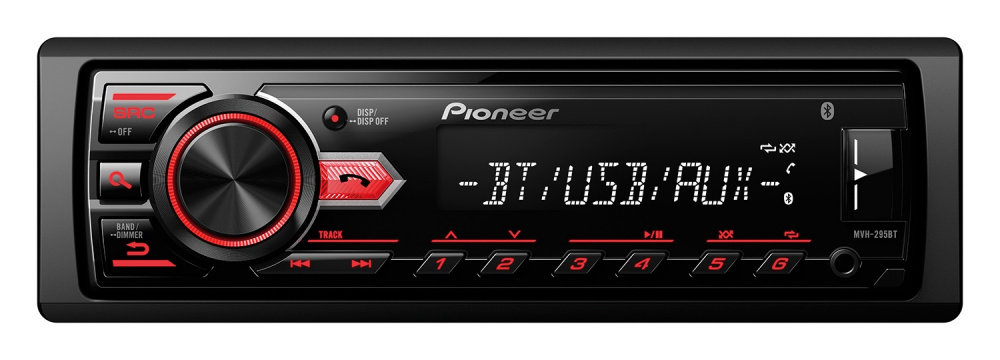 Pioneer Autoestéreo MVH-295BT, CD, USB 2.0, AM/FM, Negro